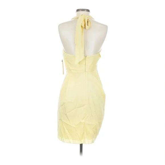 NWT! Alice + Olivia Yellow Silk Taryn Twisted Halter Cocktail Dress. Size Small. - Picture 3 of 13